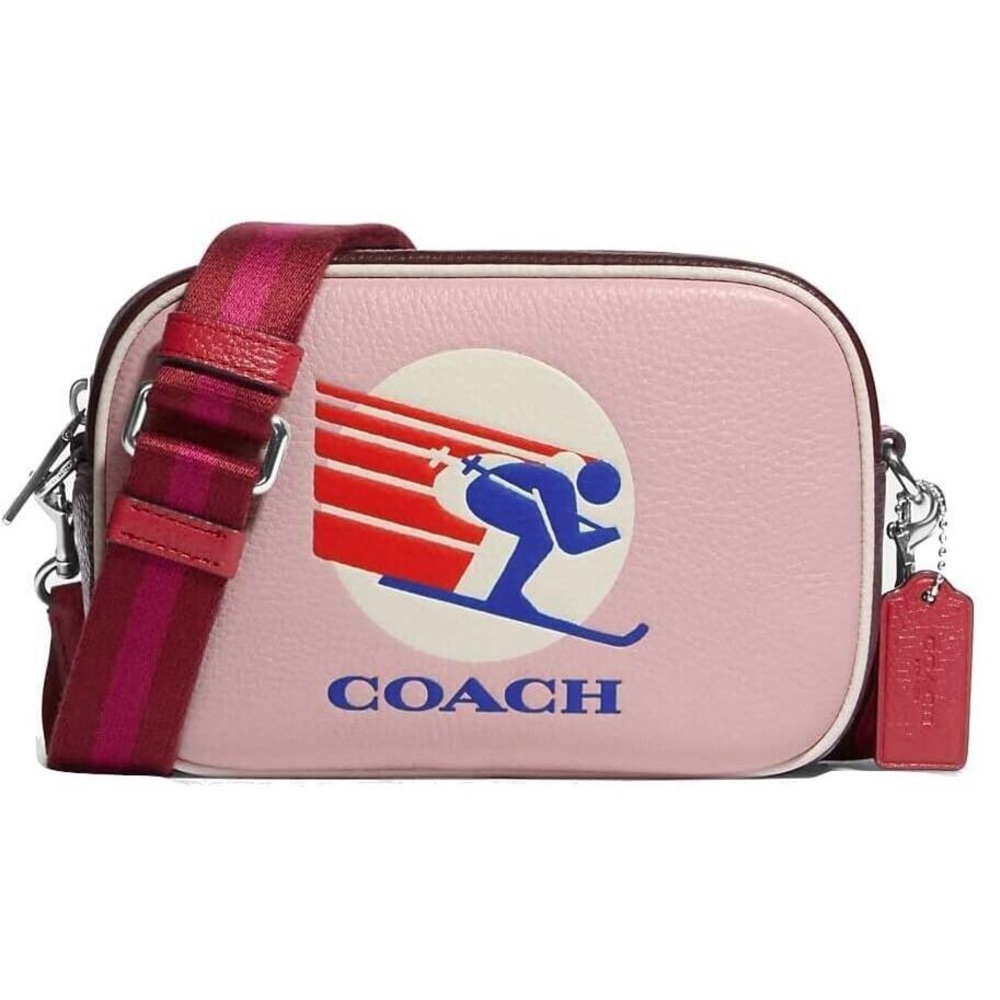 NWT Coach Jamie ski speed graphic powder pink/wine mini camera bag